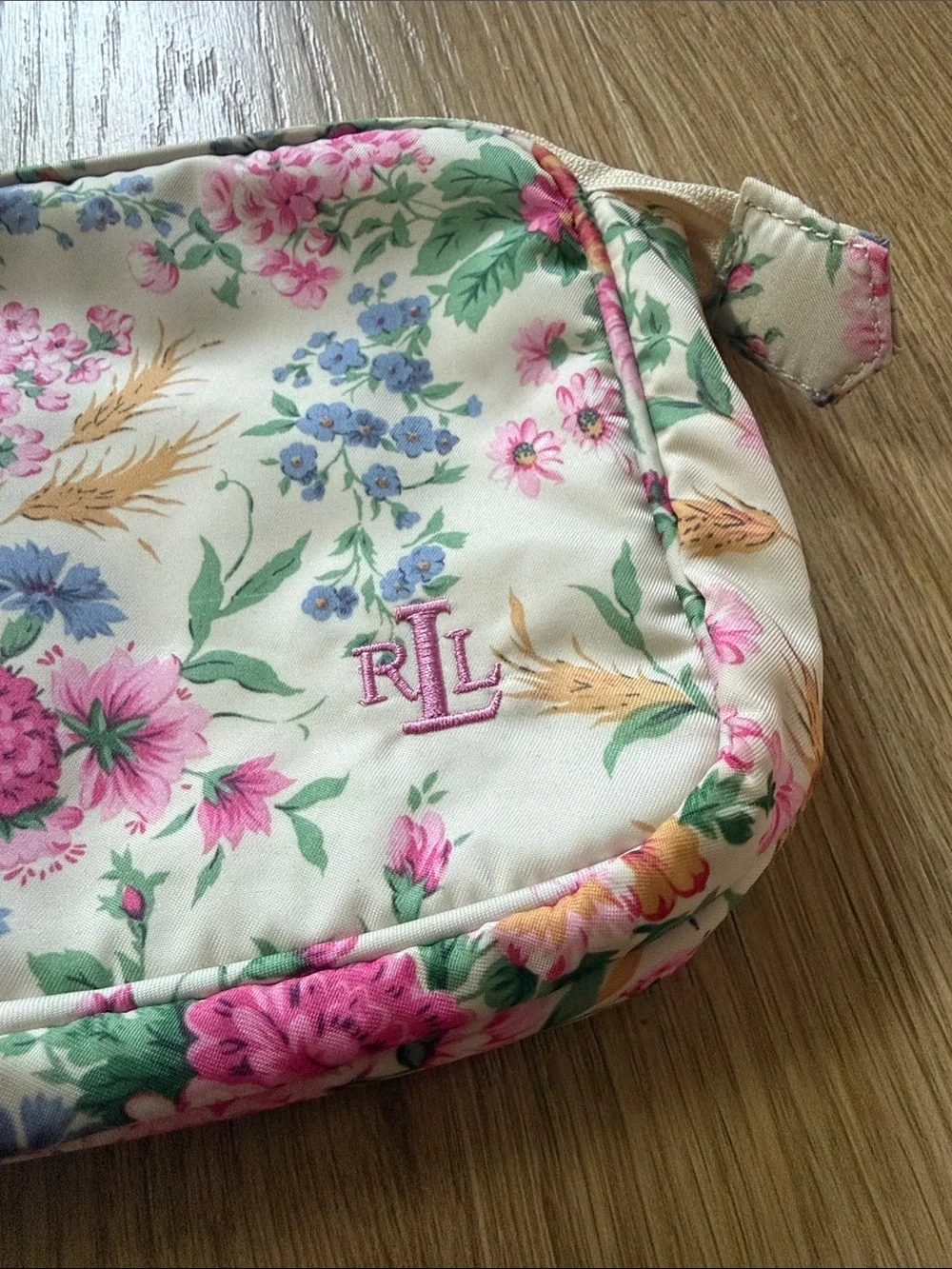 Ralph Lauren Pink Floral Quilted Cosmetic Pouch